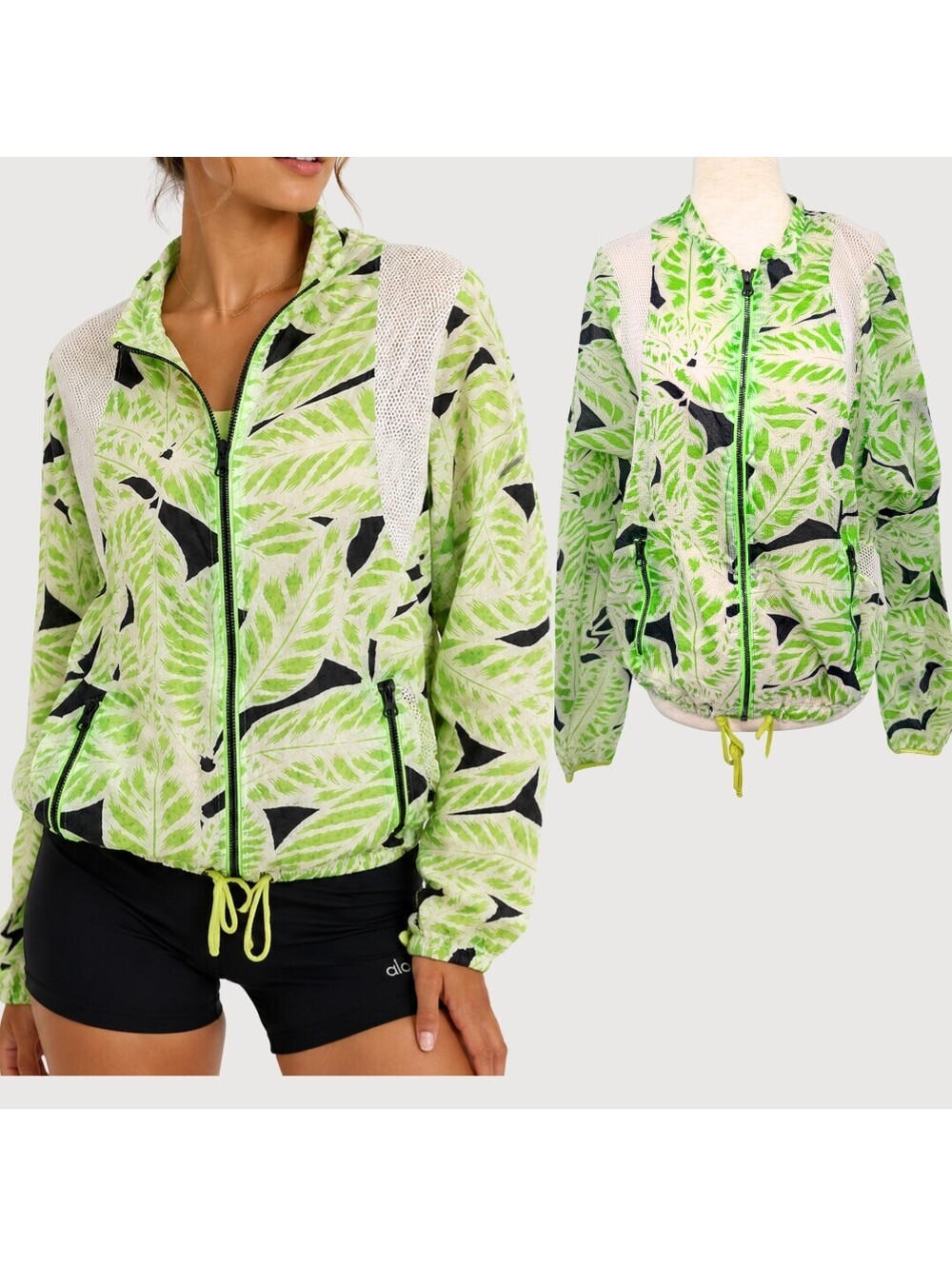 Alo Yoga Sunset Tropical Mesh Windbreaker Jacket Est M